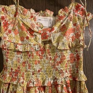 Mid floral cut out asos design dress with self tie sleeves size 2